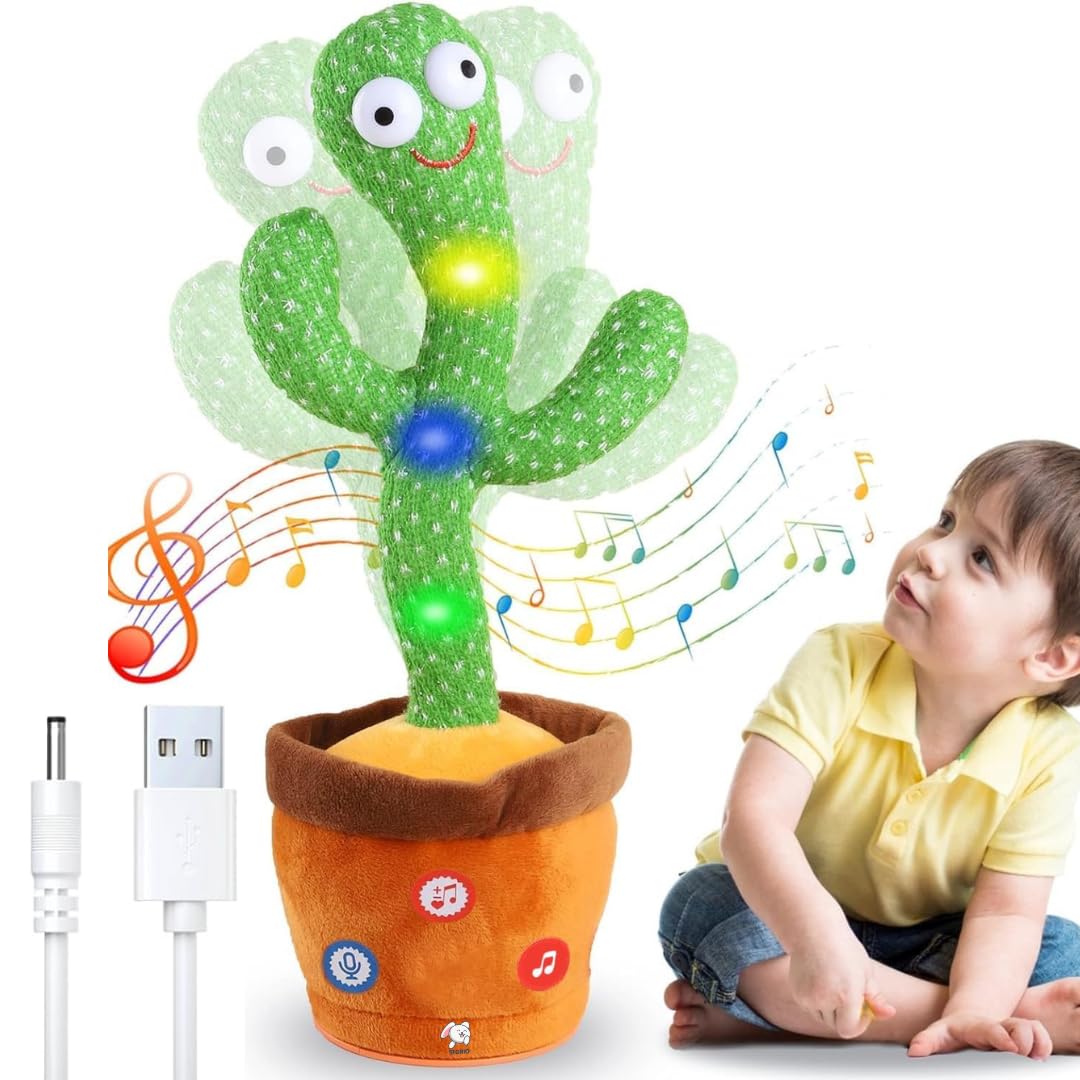 Kartclicks Rechargeable Talking and Dancing Cactus Toy with Voice Recording, Music & LED Lights