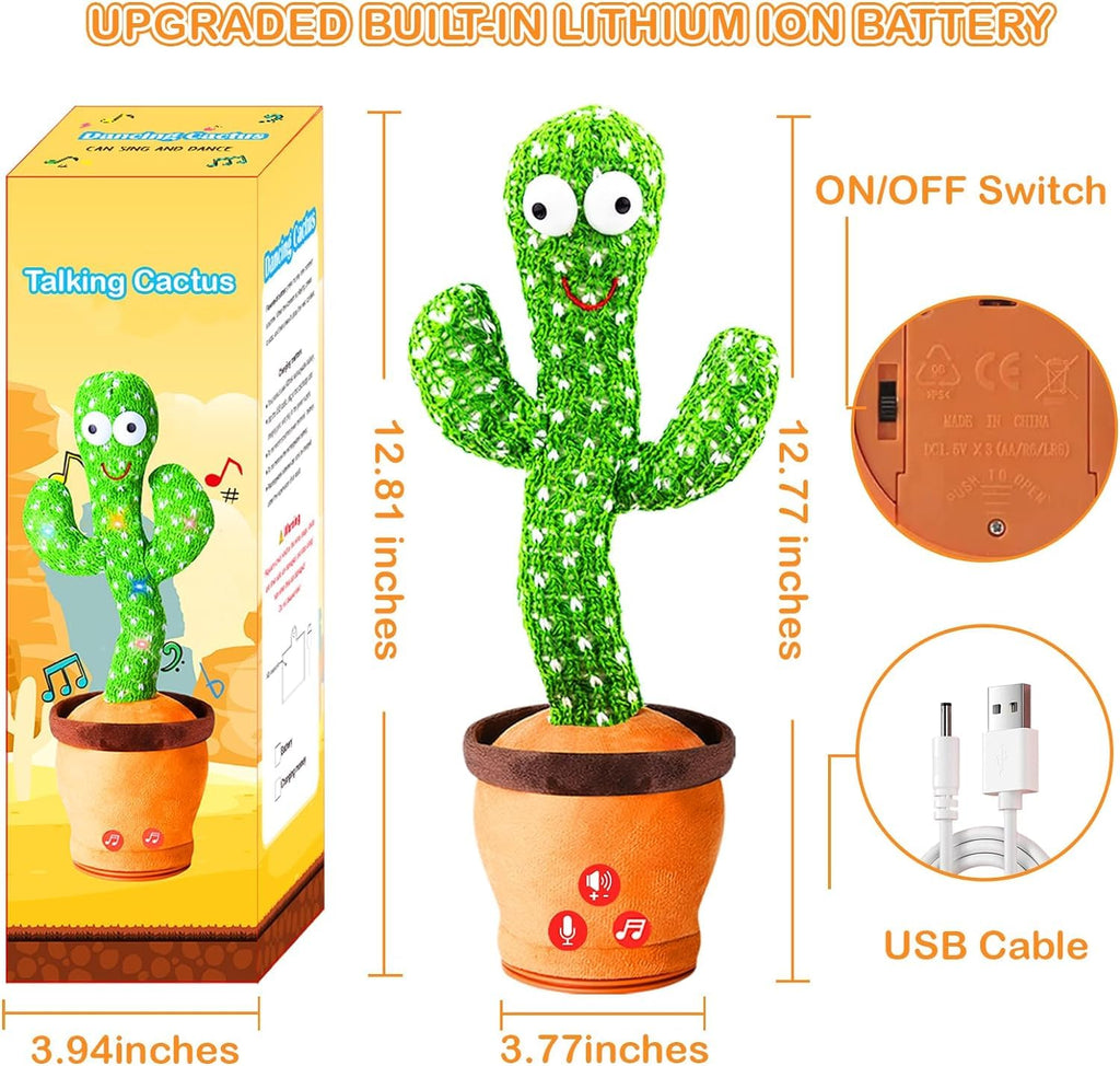 Kartclicks Rechargeable Talking and Dancing Cactus Toy with Voice Recording, Music & LED Lights