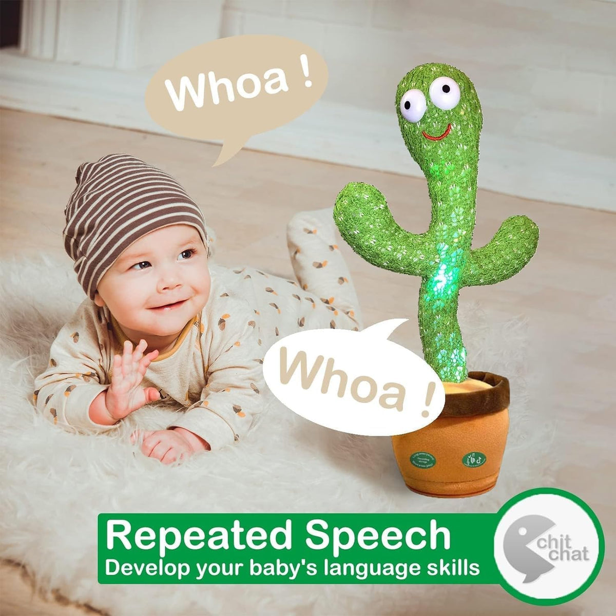 Kartclicks Rechargeable Talking and Dancing Cactus Toy with Voice Recording, Music & LED Lights