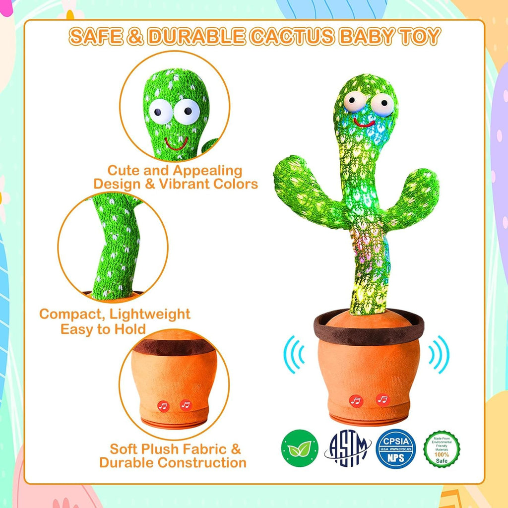 Kartclicks Rechargeable Talking and Dancing Cactus Toy with Voice Recording, Music & LED Lights